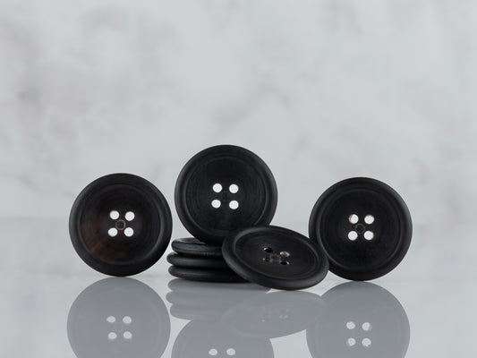 Luxurious Handmade Suit Buttons - Black Horn with Stylish Border - Enhance Your Garments