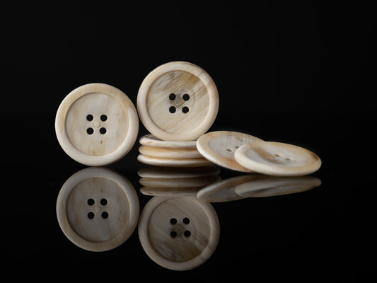 Classic Ivory Horn Buttons with Border - Ideal for Suits, Shirts, and Coats - Versatile and Stylish