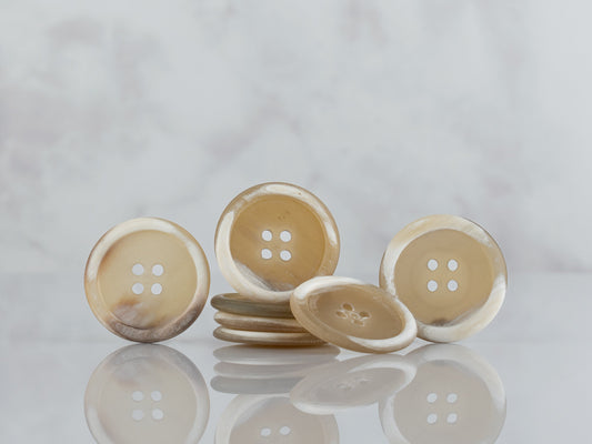 Elegant Beige Horn Buttons - Handcrafted Natural Button Set for Clothing and DIY Projects